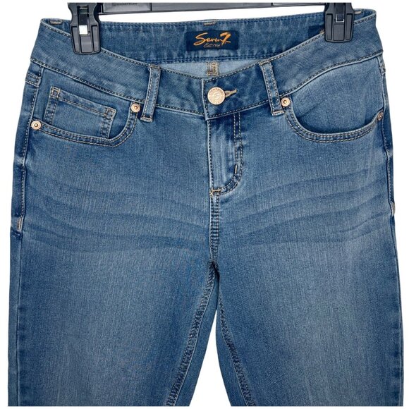 Seven7 Womens Mid-Rise Skinny Fit Denim Capri Jeans Medium Wash Size 4 - Picture 14 of 16